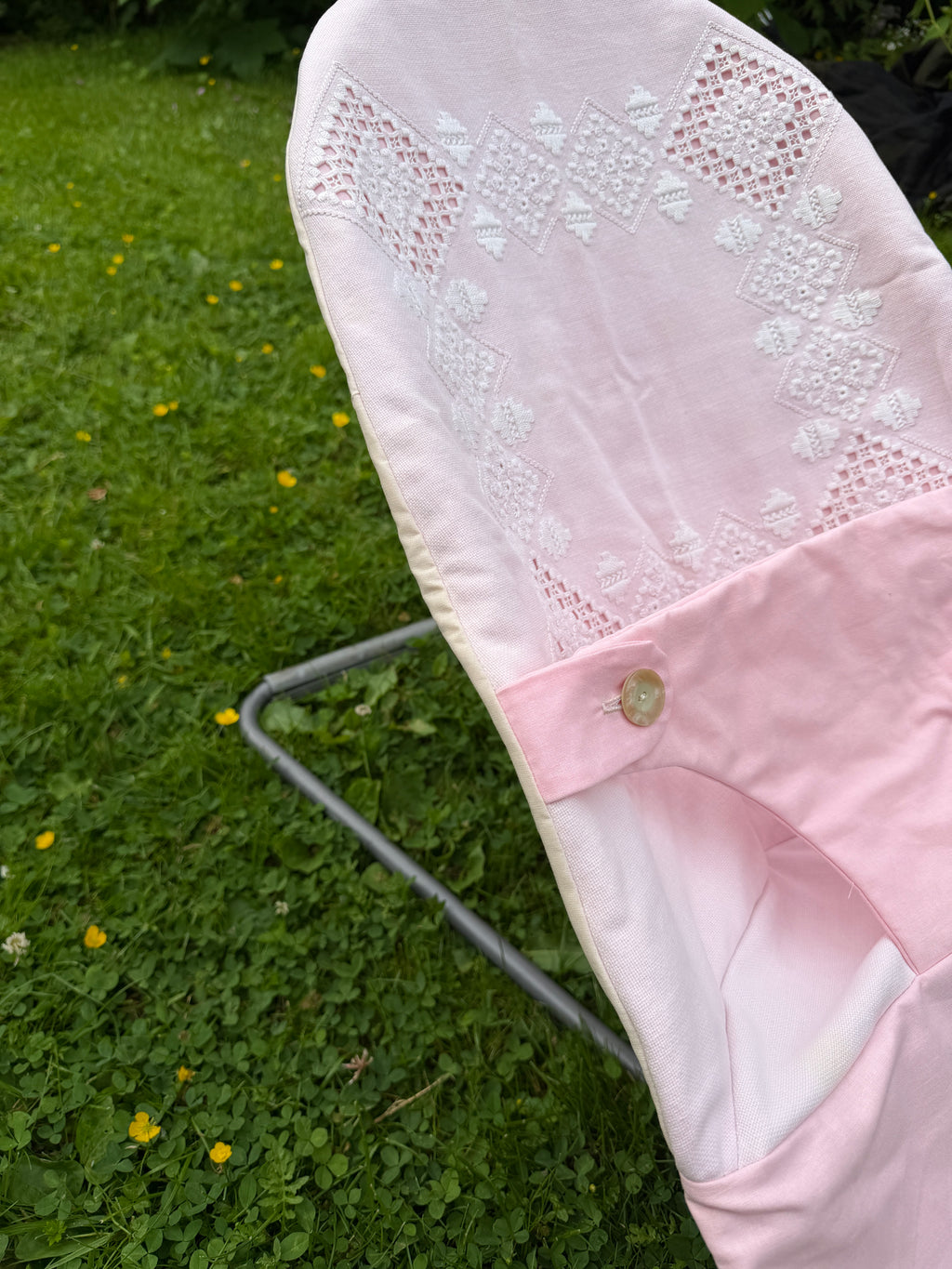 Trekk til vippestol - bordert rosa